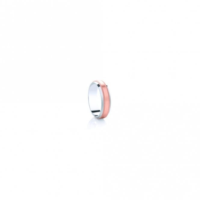 Faith Wedding Rings Argentium Base Double Edge with 9ct Rose Gold Beaded Edge Centre 5mm Wedding Ring  (All Sizes Available To Order)