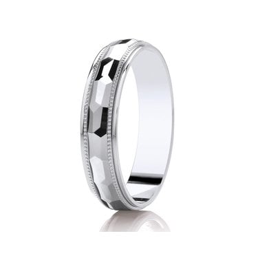 Argentium Beaded Edge with Faceted Polished Centre Traditional Court 5mm Wedding Ring  (All Sizes Available To Order)