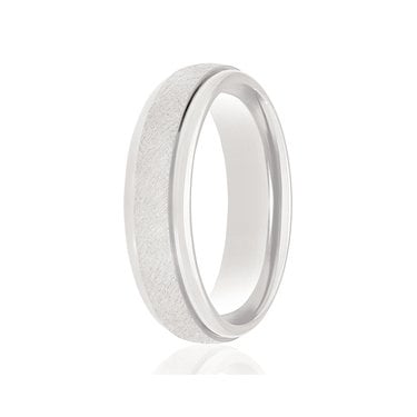 Argentium Brushed Centre & Polished Edge Traditional Court 6mm Wedding Ring  (All Sizes Available To Order)