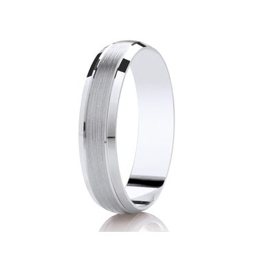 Argentium Brushed Centre Traditional Court 5mm Wedding Ring  (All Sizes Available To Order)