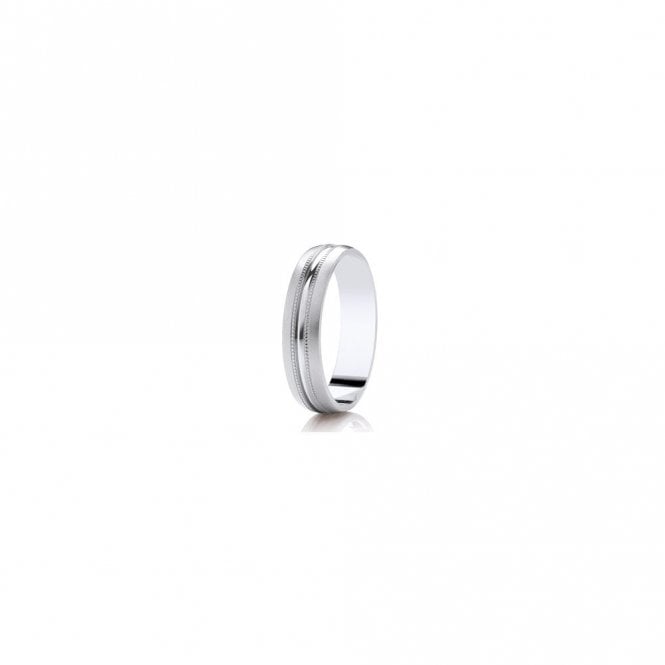 Faith Wedding Rings Argentium Brushed Double Beaded Edge with Polished Centre Tradtional Court 5mm Wedding Ring  (All Sizes Available To Order)