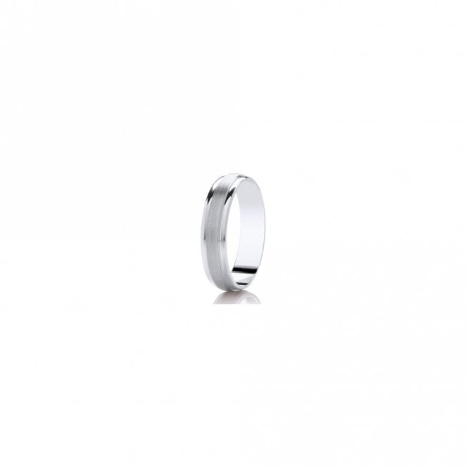 Faith Wedding Rings Argentium Brushed Finish Centre with Diamond Cut Edges Traditional Court 5mm Wedding Ring  (All Sizes Available To Order)