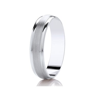 Argentium Brushed Finish Centre with Diamond Cut Edges Traditional Court 5mm Wedding Ring  (All Sizes Available To Order)