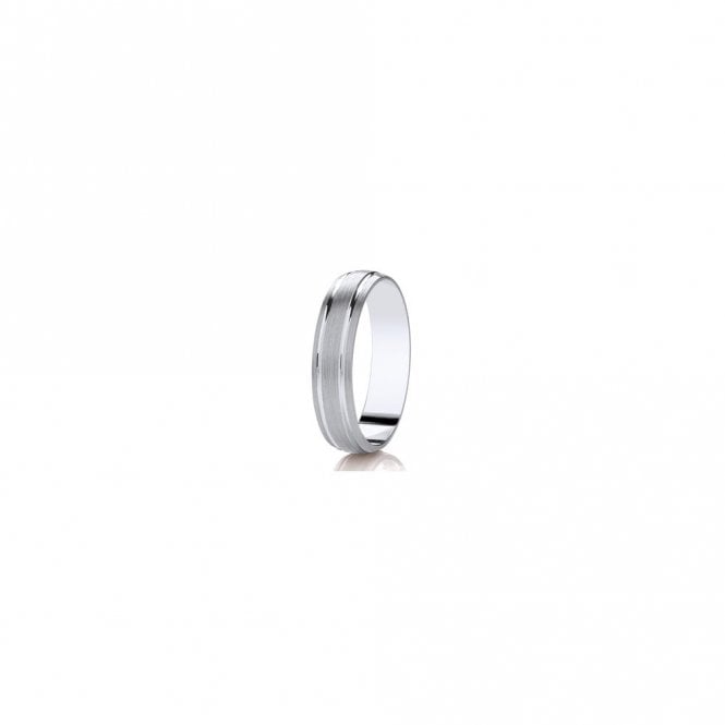 Faith Wedding Rings Argentium Brushed Grooved Traditional Court 5mm Wedding Ring  (All Sizes Available To Order)