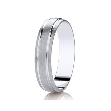 Argentium Brushed Grooved Traditional Court 5mm Wedding Ring  (All Sizes Available To Order)