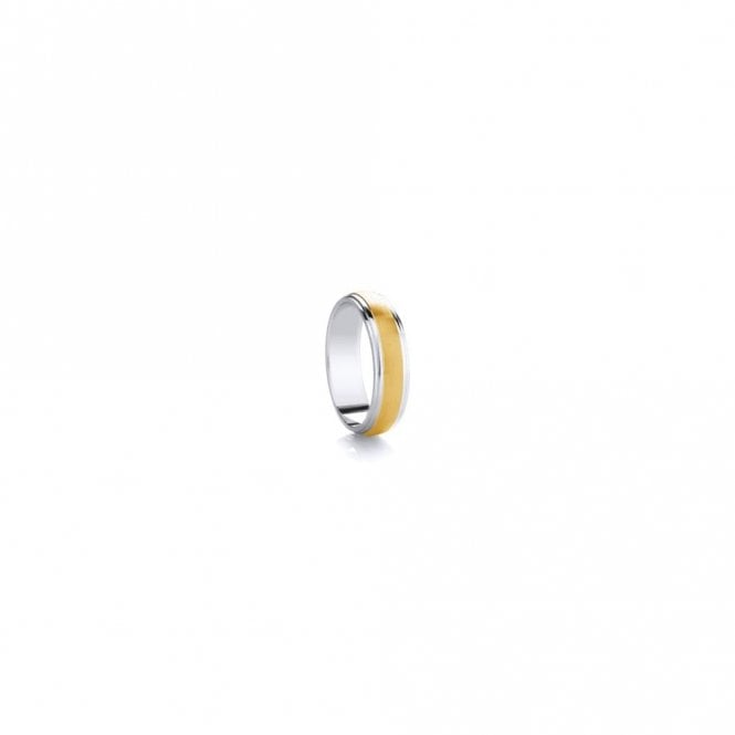 Faith Wedding Rings Argentium Edge & 9ct Yellow Gold Raised Centre Traditional Court 5mm Wedding Ring  (All Sizes Available To Order)
