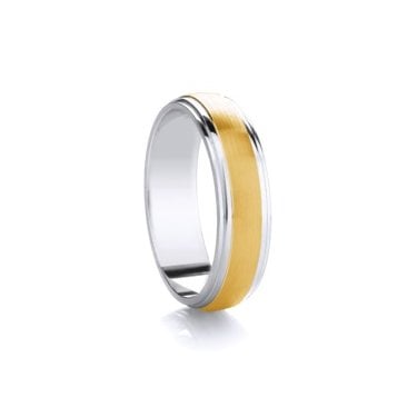 Argentium Edge & 9ct Yellow Gold Raised Centre Traditional Court 5mm Wedding Ring  (All Sizes Available To Order)