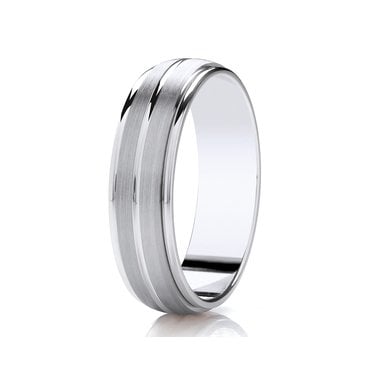 Argentium Edge & Centre Line with Brushed Finish Traditional Court 6mm Wedding Ring  (All Sizes Available To Order)