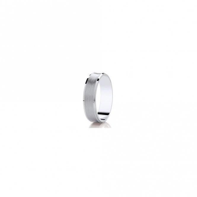 Faith Wedding Rings Argentium Faceted Brushed Centre & Polished Diamond Cut Bevelled Edge Concave 6mm Wedding Ring  (All Sizes Available To Order)