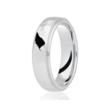 Argentium Faceted Polished Centre Traditional Court 6mm Wedding Ring  (All Sizes Available To Order)