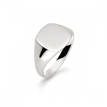 Argentium Gents Cushion Medium Weight Signet Ring 13x12.6mm (Available to Order in Different Metals and Sizes)