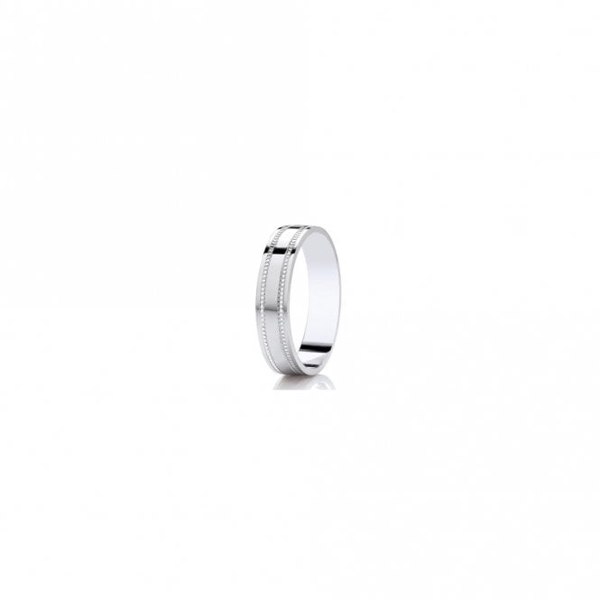 Faith Wedding Rings Argentium Milgrain Detail Polished Flat Court 5mm Wedding Ring