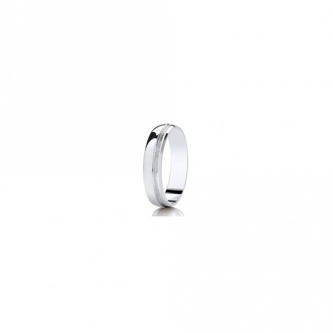 Faith Wedding Rings Argentium Off-Set Detail Polished Traditional Court 5mm Wedding Ring   (All Sizes Available To Order)