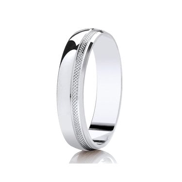Argentium Off-Set Detail Polished Traditional Court 5mm Wedding Ring   (All Sizes Available To Order)