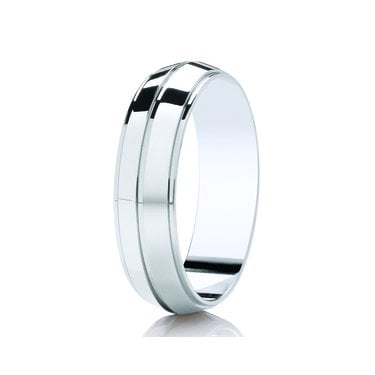 Argentium Polished Centre Line Diamond Cut Bevelled Edge Traditional Court 6mm Wedding Ring  (All Sizes Available To Order)