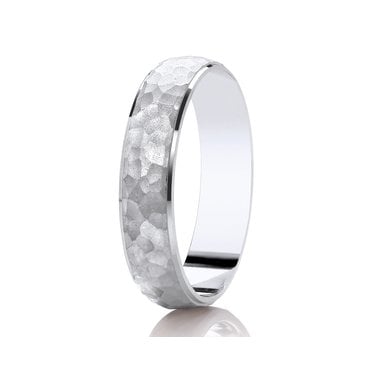 Argentium Polished Edge with Faceted Brushed Centre Traditional Court 5mm Wedding Ring  (All Sizes Available To Order)