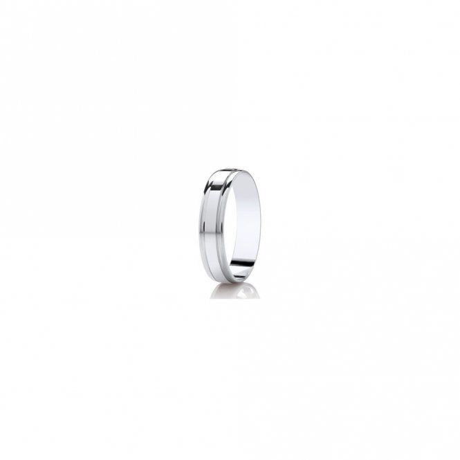 Faith Wedding Rings Argentium Polished Grooved Flat Court 5mm Wedding Ring  (All Sizes Available To Order)
