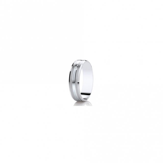 Faith Wedding Rings Argentium Raised Centre Double Line with Brushed Finish Flat Court 6mm Wedding Ring  (All Sizes Available To Order)