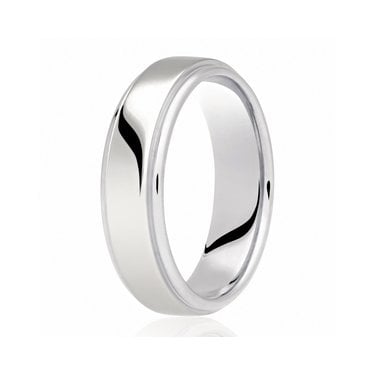 Argentium Raised Edge with Polished Centre Soft Court 6mm Wedding Ring  (All Sizes Available To Order)