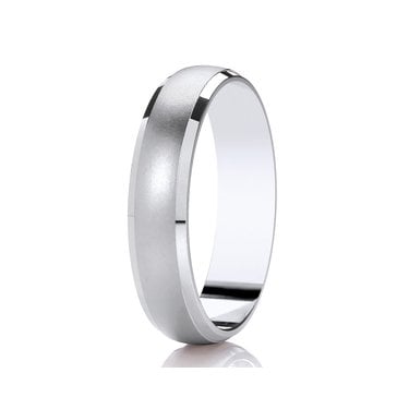 Argentium Satin Finish Centre Court with Bevelled Edges Traditional Court 5mm Wedding Ring  (All Sizes Available To Order)