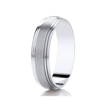 Argentium Satin Finish Raised Centre Traditional Court 6mm Wedding Ring  (All Sizes Available To Order)