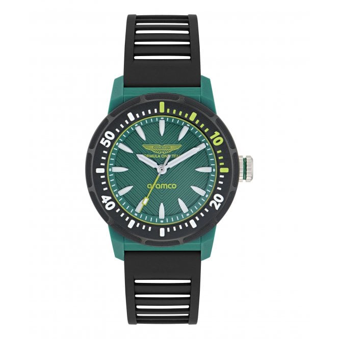 Aston Martin  Aramco Formula One Team Green Dial Black Silicone Strap Watch