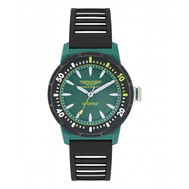 Aston Martin Aramco Formula One Team Green Dial Black Silicone Strap Watch