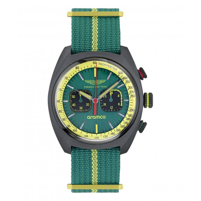 Aston Martin  Aramco Formula One Team Green Dial Green & Yellow Nylon Strap Watch