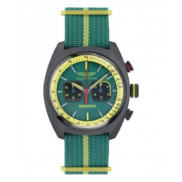 Aston Martin Aramco Formula One Team Green Dial Green & Yellow Nylon Strap Watch