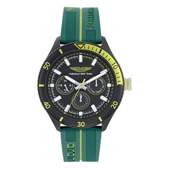 Aston Martin  Aramco Formula One Team Green Dial Green & Yellow Silicone Strap Watch
