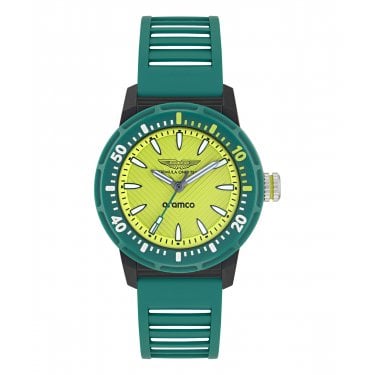 Aston Martin Aramco Formula One Team Yellow Dial Green Silicone Strap Watch
