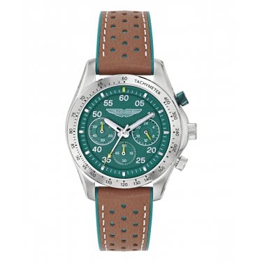 Aston Martin SGT Green Dial Tan & Green Silicone Strap Watch 
