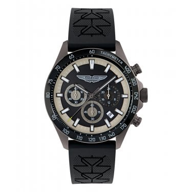 Aston Martin SPT Black Dial Black Silicone Strap Watch 