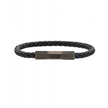 Aston Martin TKS Black Braided Leather Bracelet 20cm 