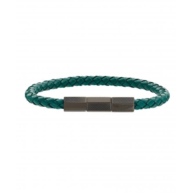 Aston Martin  TKS Green Braided Leather Bracelet 20cm 