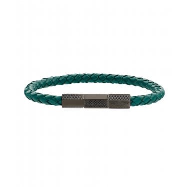 Aston Martin TKS Green Braided Leather Bracelet 20cm 