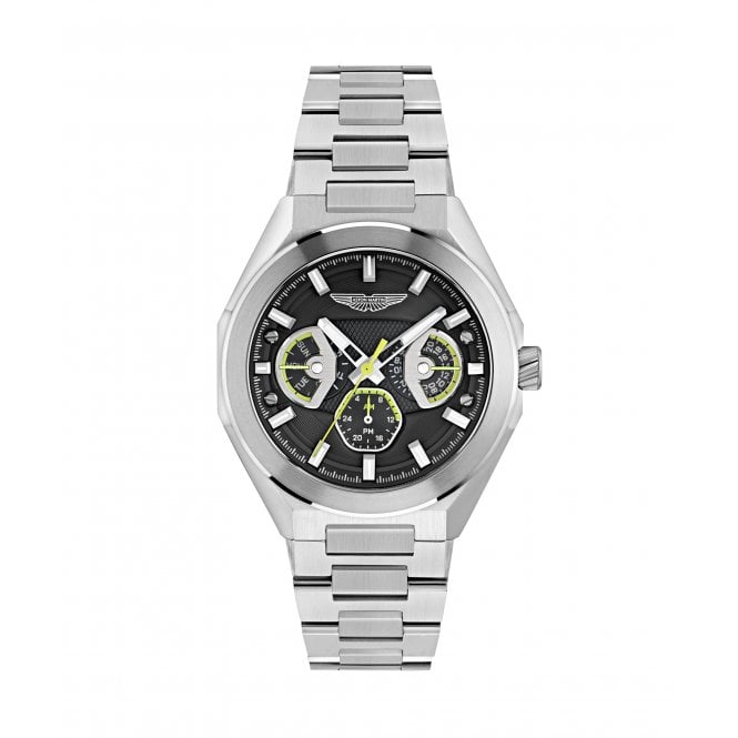 Aston Martin  TKS Octogonal Black Dial Stainless Steel Watch 