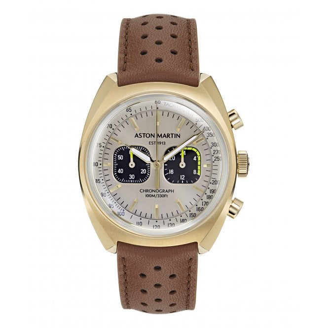 Aston Martin  TS2 Champagne Dial Tan Leather Strap Watch 