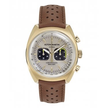 Aston Martin TS2 Champagne Dial Tan Leather Strap Watch 