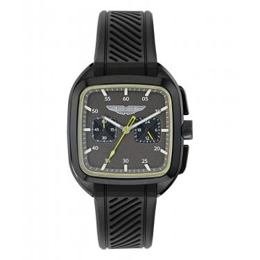 Aston Martin ULT Black Dial Black Silicone Strap Watch 