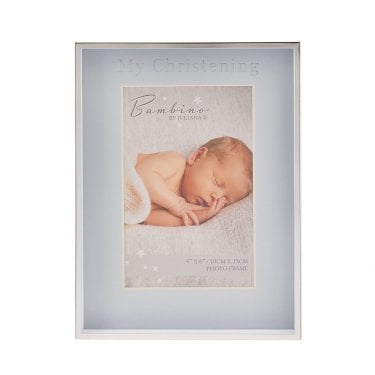 Bambino Christening Day Blue & Silver Photo Frame 4" x 6", 20.2 x 2.4 x 15.4cm