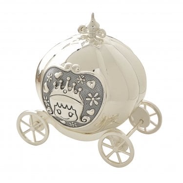 Bambino Cinderella Coach Silver Plated Money Box 11.5cm x 10.5cm x 10cm
