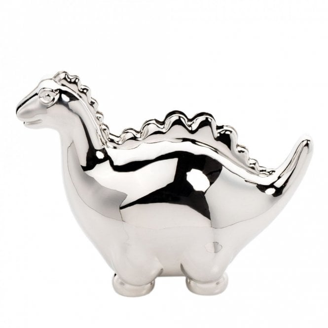Bambino  Dinosaur Silver Plated Money Box H109, W88, D129mm
