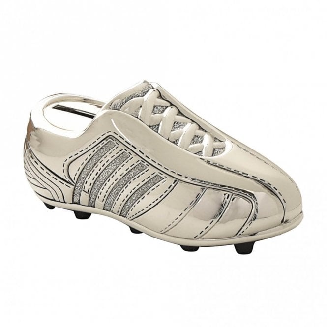 Bambino  Football Boot Silver Plated Money Box 5.5cm x 13cm x 5cm