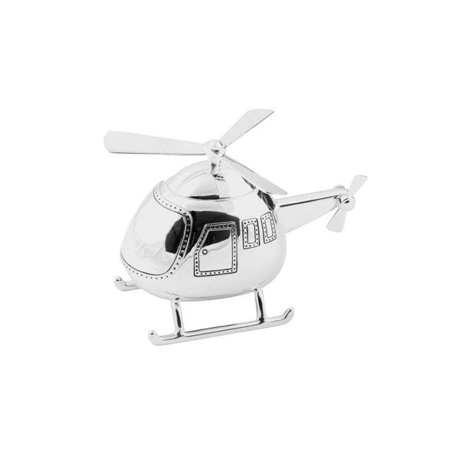 Bambino Gift Silverplated Money Box Helicopter H 110, W 140, D 70mm