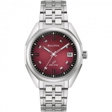 Bulova Gents Jet Star Red Dial Stainless Steel Watch