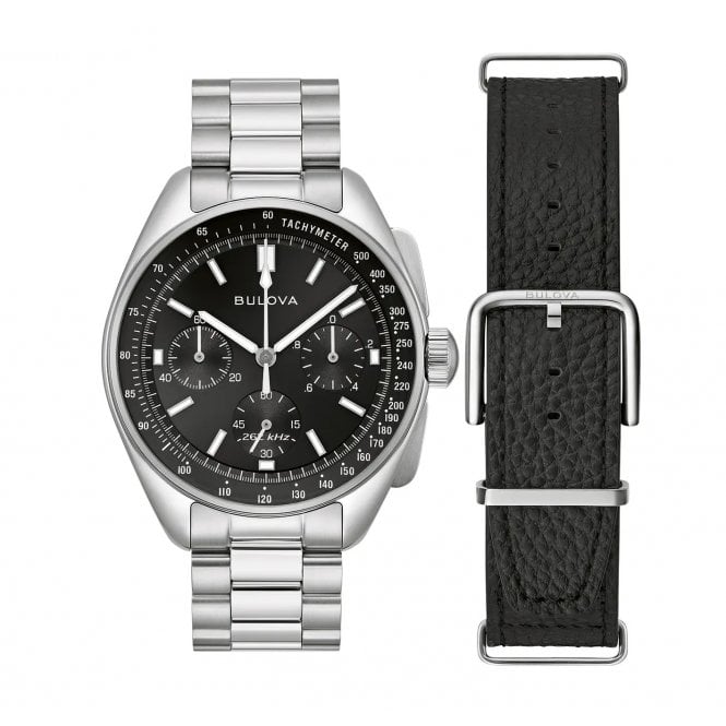 Bulova  Gents Lunar Pilot Stainless Steel Interchangeable NATO Leather Strap Watch 