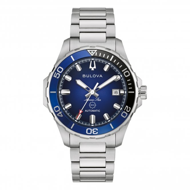 Bulova  Gents Marine Star Blue Dial Stainless Steel Automatic Watch