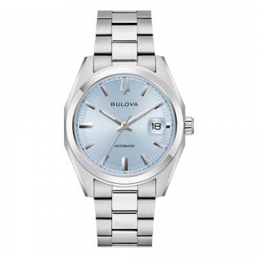 Bulova Gents Surveyor Classic Light Bue Dial Stainless Steel Automatic Watch