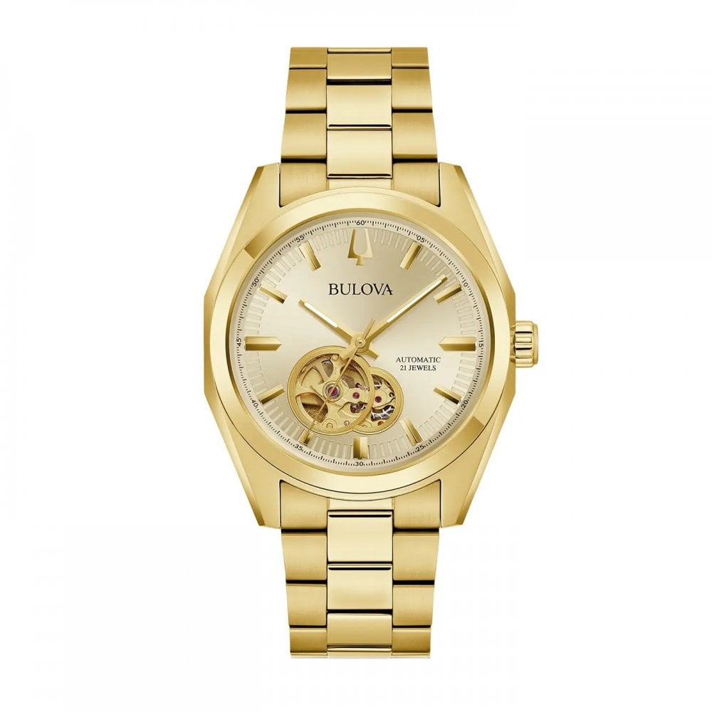 Bulova Men's Gold Gents Surveyor Tone Stainless Steel Automatic Watch Size 42